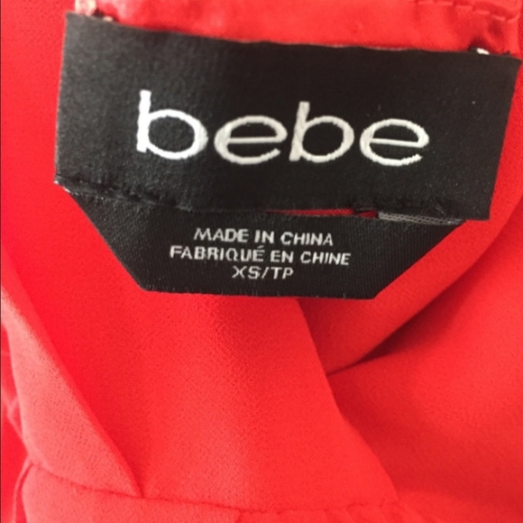 Bebe cocktail halter flare skate dress red orange chiffon silk - Picture 4 of 8